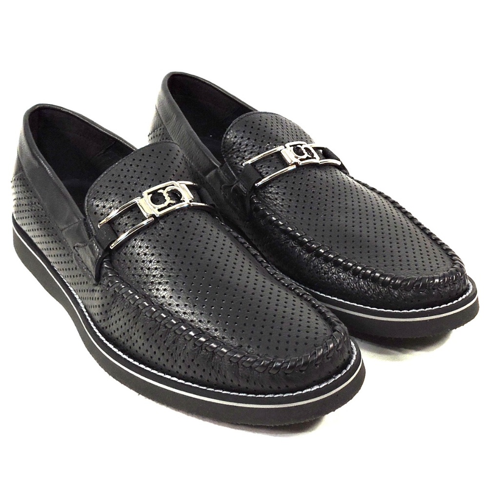 CASADEI 🇮🇹 MEN'S BLACK SOFT LEATHER COMFORT SUMMER LOAFERS - Picture 2 of 6